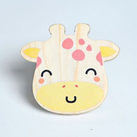 Handmade Pine Wood Giraffe Face Kids Furniture Knob
